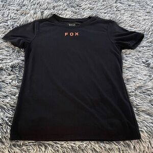Fox Women's Black Tee with Orange Logo
